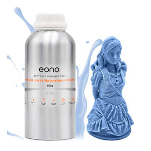 Amazon Brand- Eono Resina 3D Basada en Plantas, Resina de fotopolímero de curado UV LCD de bajo Olor 405nm para Impresora LCD 3D 500G, Gris